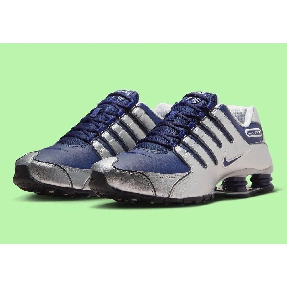Nike Shox NZ Shoes Midnight Navy Silver Black Sneakers 378341-402 Mens Size 7.5